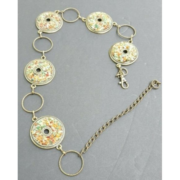 Unbranded Accessories - Womens Boho Silver Tone Belt W/ Medallion W/ Crushed Stone Accents Adjustable